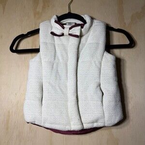 Max Studio Baby Girls Quilted Vest Size 3T Cream Burgundy Bow Sleeveless